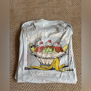 NWT. Vineyard Vines Kids Sundae Graphic Long Sleeve Tee - Gray, size 14/16